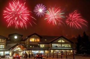 Fireworks above base lodge